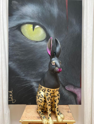 NEW IN "Leohase" 2.0 Material Steinguss Acryl mit Goldliquid H = 60 cm 