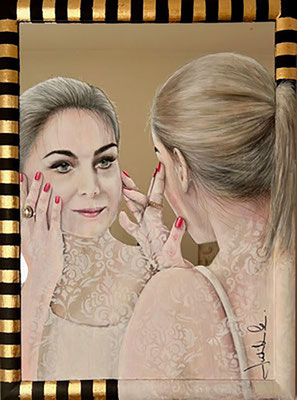  50129025   "Spiegelbild" Acryl auf Spioegel mit Gold/Schlagmetall   .. x .. cm