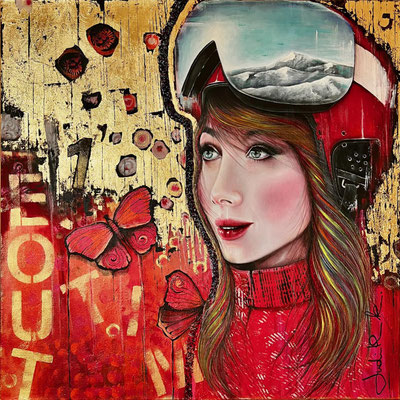 Porträt Gemälde "Zwischen den Welten" von Künstlerin Judith K. Tirol Original Leinwand 80 x 80 cm