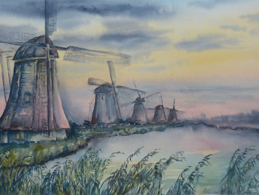 Windmühlen bei Kinderdijk in Holland 40x50