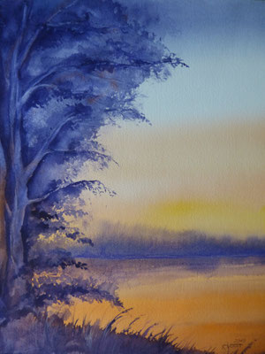 Abend am Teich 30x40
