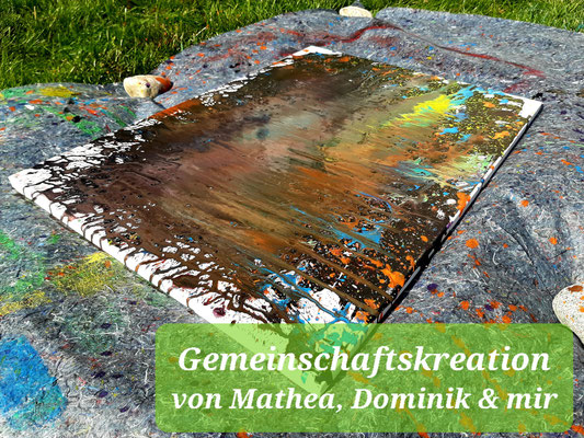 auch Matheas Bruder darf sich auf einer Leinwand verewigen; mv-aquarts; Mario Vetter; Aalen; Baden-Württemberg; Acrylmalerei