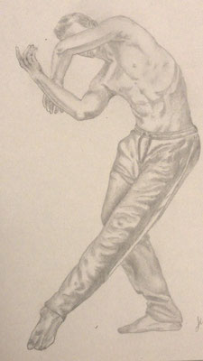 Zeichnung Johanna-Maria Ladwig Male Dancer I  2020  Bleistift auf Papier 15.15