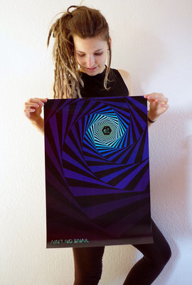 psychedelisches Psytrance Poster, Illusion, Ain't no snail Logo
