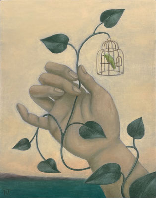 Peinture à l'huile sur bois de Nathalie Tousnakhoff