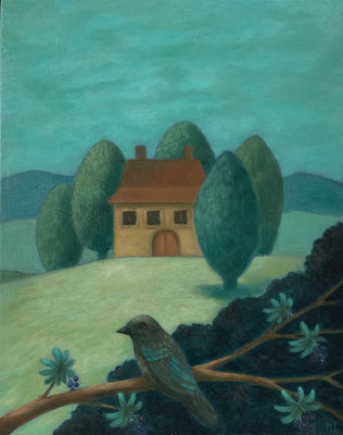 "La Maisonnette", huile sur bois, 20x25 cm, 2025, SOLD