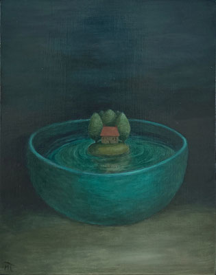 Peinture à l'huile sur bois de Nathalie Tousnakhoff