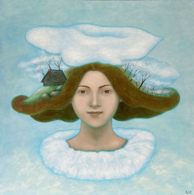 "La Brume" peinture à l'huile sur bois de Nathalie Tousnakhoff