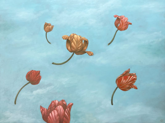 "Aeria Tulipa IV", huile sur bois 60x80 cm, 2024, disponible.