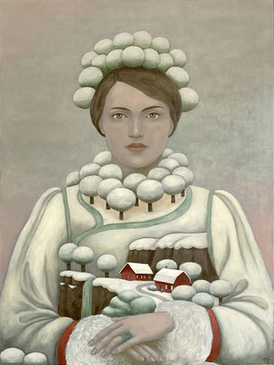 Peinture à l'huile sur bois de Nathalie Tousnakhoff