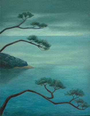 "Vue sur mer", huile sur bois, 15x19 cm, 2025, SOLD