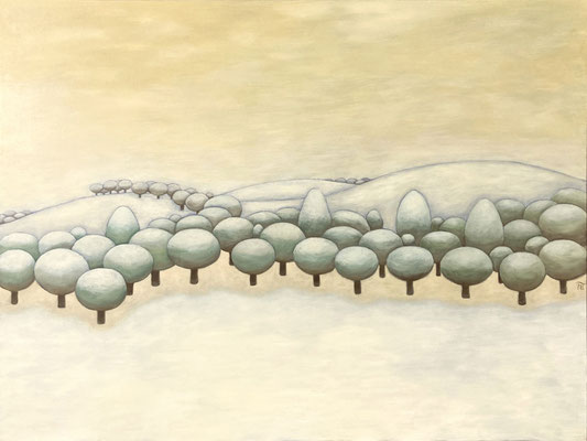 "Neige sur les collines", huile sur bois, 60x80 cm, 2024, SOLD.