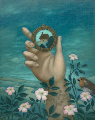 Peinture à l'huile sur bois de Nathalie Tousnakhoff