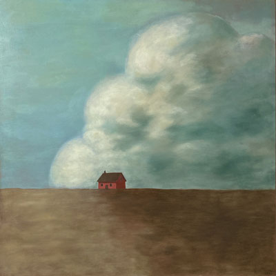 "Le Nuage", huile sur bois, 70x70 cm, 2024, disponible.