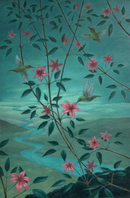 Peinture à l'huile sur bois de Nathalie Tousnakhoff