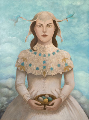 Peinture à l'huile sur bois de Nathalie Tousnakhoff