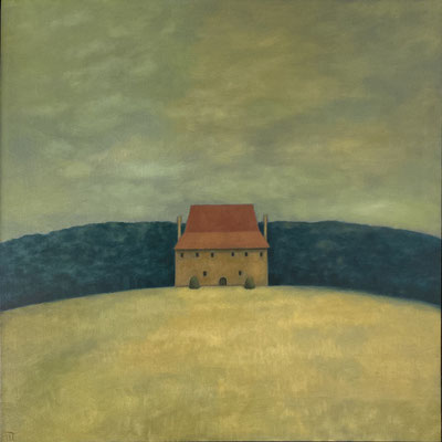"J'ai mes statues I", huile sur bois, 60x60 cm, 2023, SOLD
