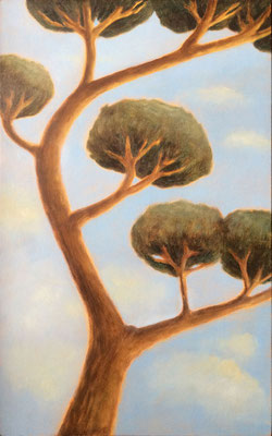 "Pin", huile sur bois, 40x25cm, 2019, disponible.