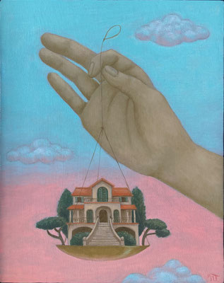 "Le Choix du rêve", huile sur bois, 15x19 cm, 2023, SOLD