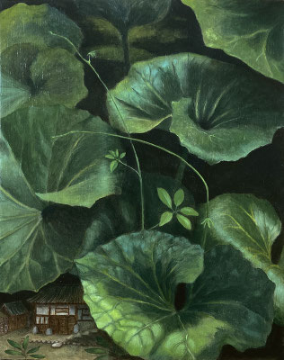 Peinture à l'huile sur bois de Nathalie Tousnakhoff