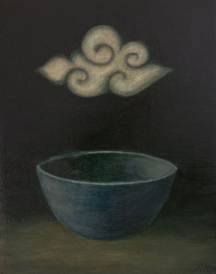 "Bol au nuage II", huile sur bois, 20x25 cm, 2022, SOLD