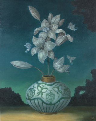 Peinture à l'huile sur bois de Nathalie Tousnakhoff