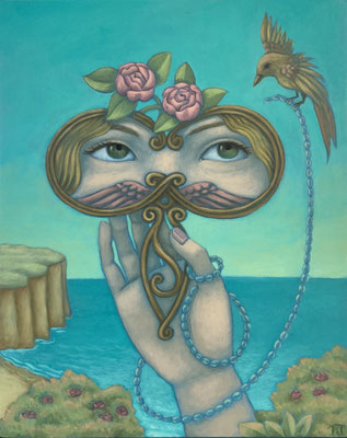 Peinture à l'huile sur bois de Nathalie Tousnakhoff
