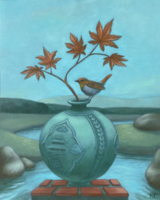 Peinture à l'huile sur bois de Nathalie Tousnakhoff