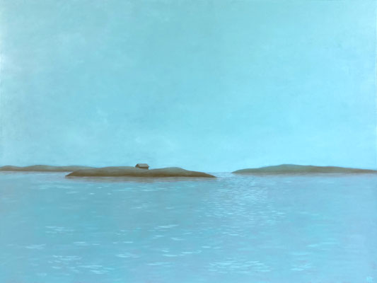 "Brume de mer", huile sur bois, 80x60 cm, 2024, disponible.