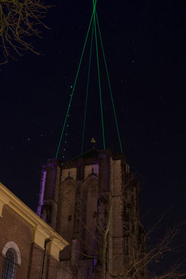 Zierikzee Sint Lievens Monstertoren (Dikke toren) afgebouwd met laserlicht