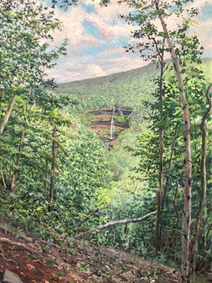 Secret View of Kaaterskill Falls 40 x 30" Oil Linen 2021