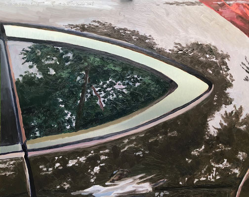 Car Rear Window Oil on Aluminum 16 x 20" 2021