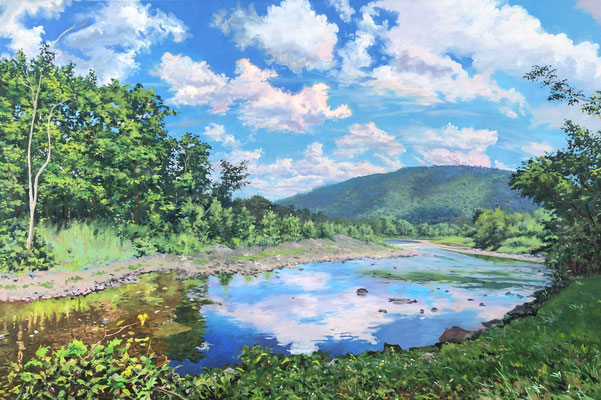 Rusk Mountain from the Schoharie Creek 40 x 60 oil on canvas 2022 