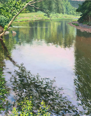 Emptiness of the Middle, Schoharie Creek 30 x 24"  Oil on Linen  2020