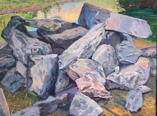 20 Tons of RipRap 30 x 40" oil linen 2022