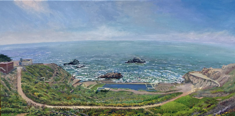 Lands End, Sutro Baths oil on linen 24 x 48" 2019
