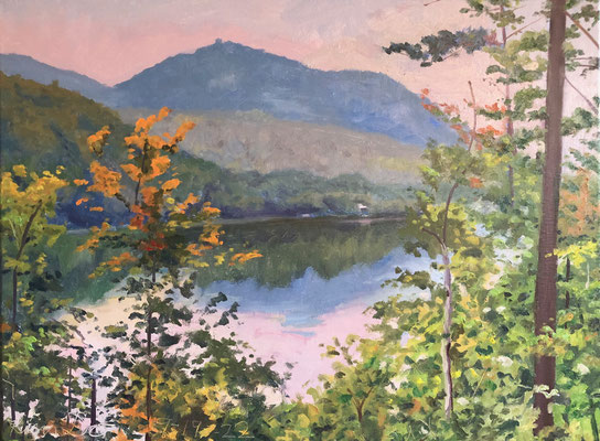 Early Adirondack Orange oil linen 18 x 24" 2022