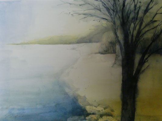 Herbst am See, Aquarell, 51/36,5, Euro 120,-