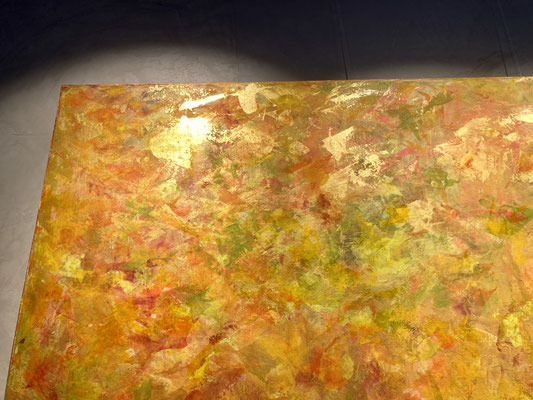 Acryl-Spachteltechnik mit Gold  120x100x4 cm