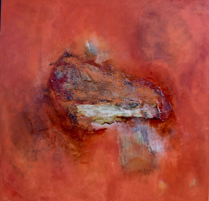 Acryl mit Birkenrinde  100x100cm