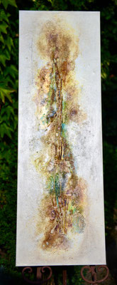 Acryl-Mix mit Collage 120x40x4cm  Hochkant oder Querhängung