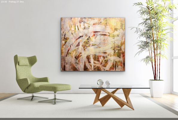 Acryl-Spachteltechnik  120 x 100x4 cm  Wohnbeispiel