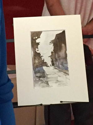 ラ・グアイラ旧市街をイメージして描く