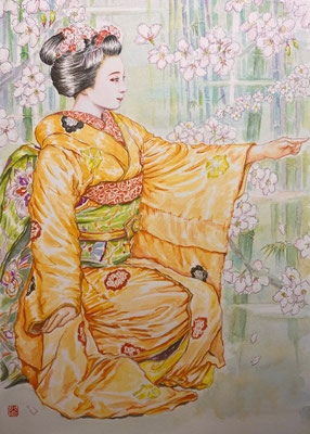 48：若柳流「祇園小唄」宮川町（18×26㎝）