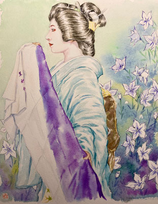 40：京舞井上流「六段くずし」祇園甲部（桔梗の景）（18×26㎝）
