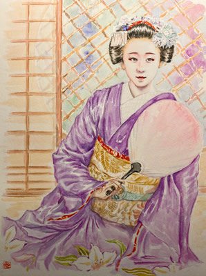 21：若柳流「夏は蛍」宮川町（18×26㎝）