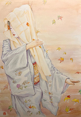 57：若柳流「宇治茶」十連作『木枯』宮川町（18×26㎝）