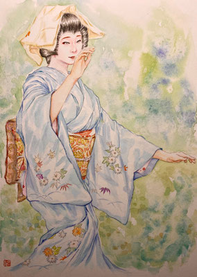 50：若柳流「宇治茶」十連作『息吹』宮川町（18×26㎝）