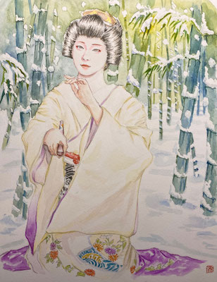 38：若柳流「御所のお庭」宮川町（18×26㎝）