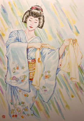 51：若柳流「宇治茶」十連作『甘雨』宮川町（18×26㎝）